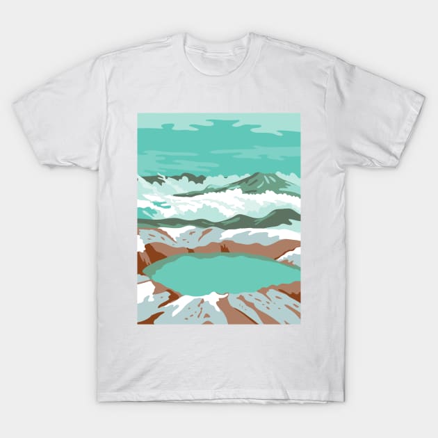 Katmai National Park and Preserve at Summit Crater Lake of Mount Katmai Alaska United States WPA Poster Art Color T-Shirt by retrovectors